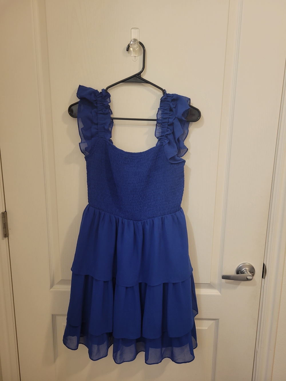 Ruffled Smocked Bodice Dress in Royal Blue